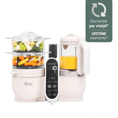 Servire masa copii - Babymoov - Robot multifunctional 5 in 1 Nutribaby (+) Mineral Beige
