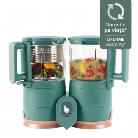 Servire masa copii - Babymoov - Robot multifunctional Nutribaby Glass 4 in 1 din sticla si otel inoxidabil