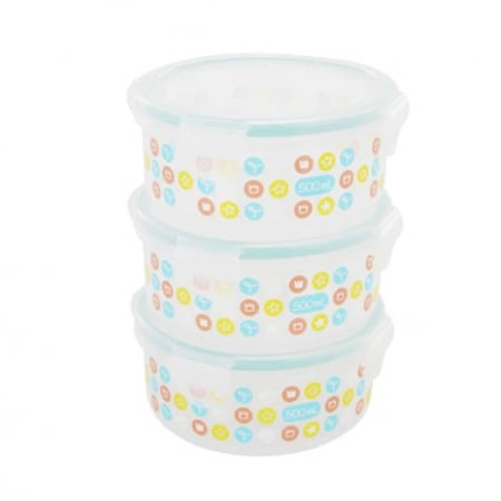 Servire masa copii - Badabulle - Set 3 boluri ermetice Maxi 300 ml, pentru pastrarea hranei