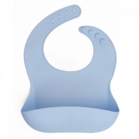 Servire masa copii - Baveta din silicon alimentar moale, pentru bebelusi, diversificare, Melvelo - Baby Blue