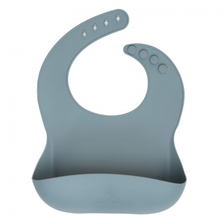 Servire masa copii - Baveta din silicon alimentar moale, pentru bebelusi, diversificare, Melvelo - Teal Blue