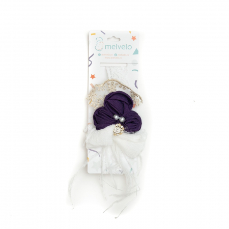 Bentita bebe, eleganta, ingusta cu florii, dantela si perle, satin, Melvelo - Mauve [1]