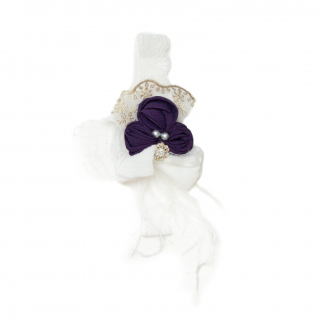 Imbracaminte si incaltaminte - Bentita bebe, eleganta, ingusta cu florii, dantela si perle, satin, Melvelo - Mauve