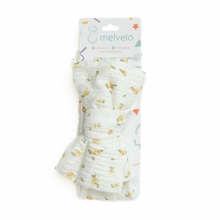 Bentita bebe, lata cu funda, bumbac, Melvelo, Dusk - Daisy [1]