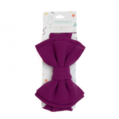 Bentita lata, bebe, cu funda dubla, poliester, Melvelo, Rice -  Purple [1]