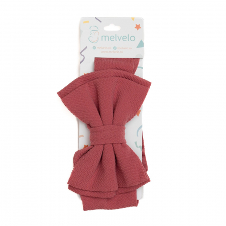 Bentita lata, bebe, cu funda dubla, poliester, Melvelo, Rice - Scarlet [1]