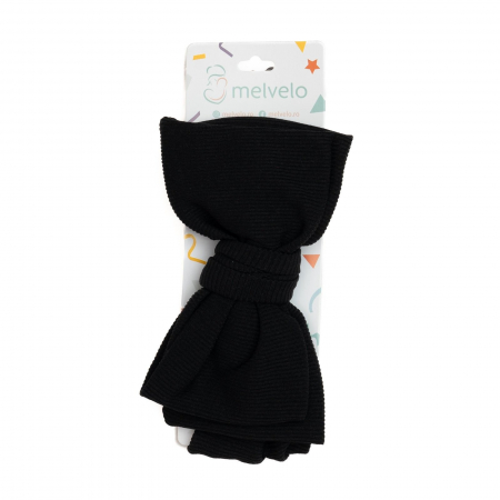 Bentita lata, bebe, cu funda proeminenta, bumbac, Melvelo, Bushy - Black [1]
