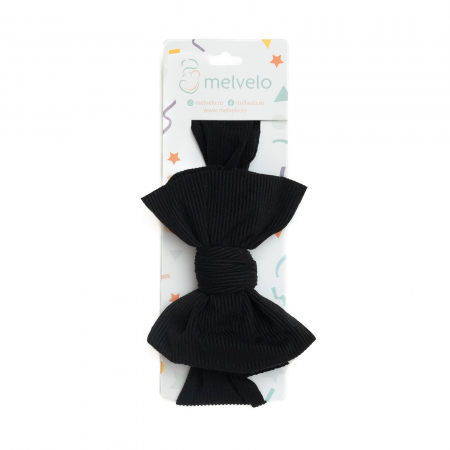 Bentita lata, bebe, cu funda, spandex, Melvelo, Stripe - Black [1]