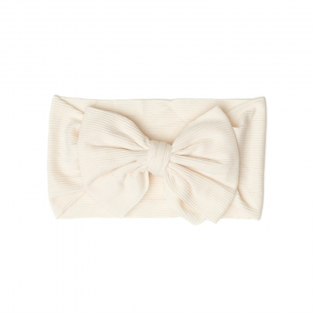 Accesorii copii - Bentita lata, bebe, cu funda, spandex, Melvelo, Stripe - Cream