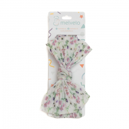 Bentita lata, bebe, funda cu nod ,spandex, Melvelo, Flower - White [1]