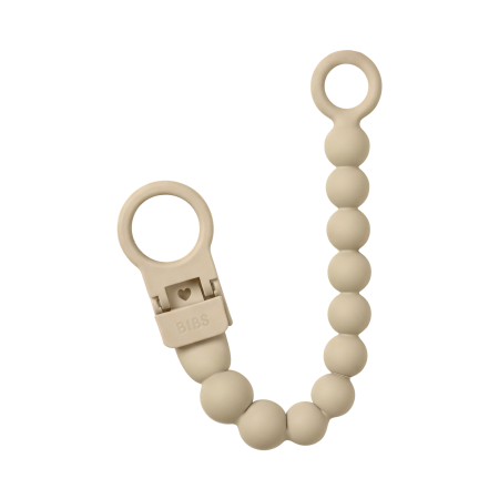 Produse - BIBS - Clip pentru suzeta Beaded, cu margele din silicon Vanilla