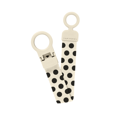 Produse - BIBS - Lantisor clip Loop pentru suzeta, Studio Collection Polka Dots, Ivory Black