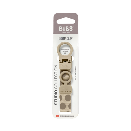 BIBS - Lantisor clip Loop pentru suzeta, Studio Collection Polka Dots, Mega Vanilla Dark Oak [2]