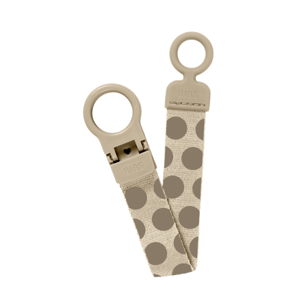 Produse - BIBS - Lantisor clip Loop pentru suzeta, Studio Collection Polka Dots, Mega Vanilla Dark Oak