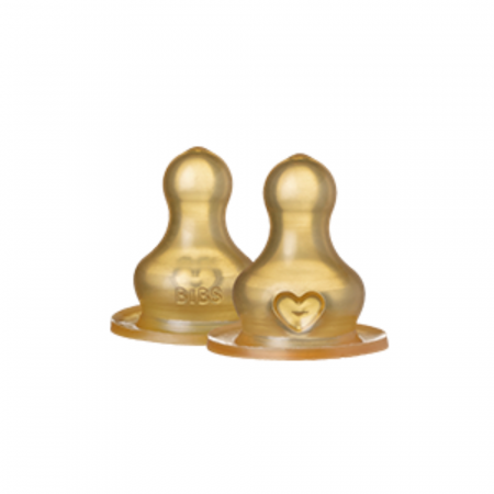 Servire masa copii - BIBS - Set 2 tetine pentru biberon, Latex, cu flux rapid