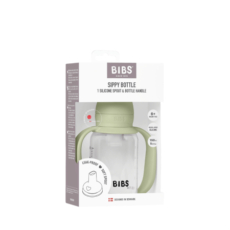 BIBS - Set biberon tip Sippy Cup PP 150 ml cu cioc din silicon și sistem antipicurare, Sage [4]