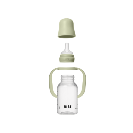 BIBS - Set biberon tip Sippy Cup PP 150 ml cu cioc din silicon și sistem antipicurare, Sage [3]
