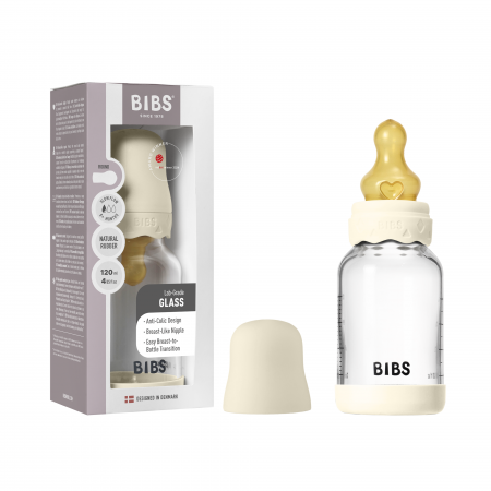 BIBS - Set complet biberon Boheme din sticla anticolici cu tetina din latex, flux lent, 120 ml, Ivory [3]