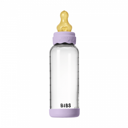BIBS - Set complet biberon Boheme din sticla anticolici cu tetina din latex, flux mediu, 240 ml, Violet Sky [3]