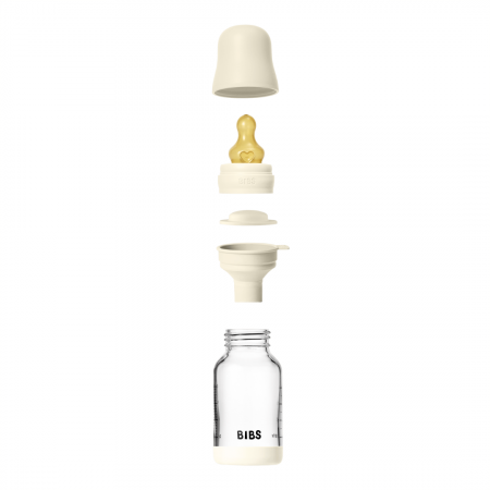 BIBS - Set complet biberon din sticla anticolici cu tetina din latex, flux lent, 120 ml, Ivory [3]