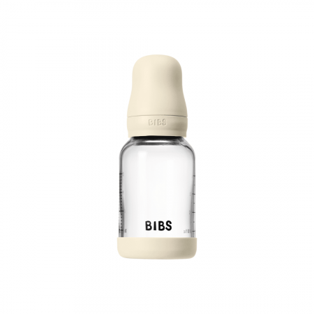 BIBS - Set complet biberon din sticla anticolici cu tetina din latex, flux lent, 120 ml, Ivory [2]
