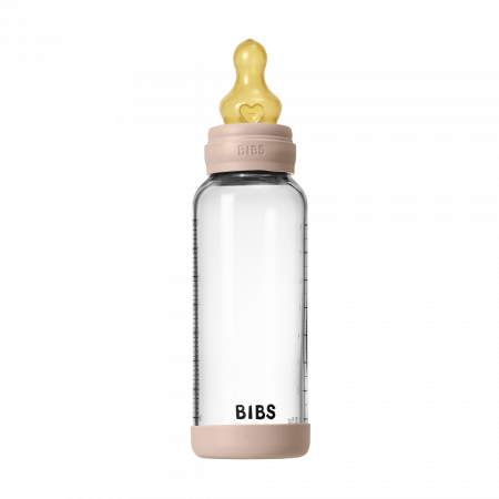 BIBS - Set complet biberon din sticla anticolici cu tetina din latex, flux mediu, 240 ml, Blush [3]