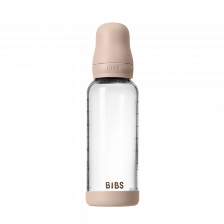 BIBS - Set complet biberon din sticla anticolici cu tetina din latex, flux mediu, 240 ml, Blush [1]
