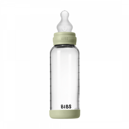 BIBS - Set complet biberon din sticla anticolici cu tetina din silicon, flux mediu, 240 ml, Sage [3]
