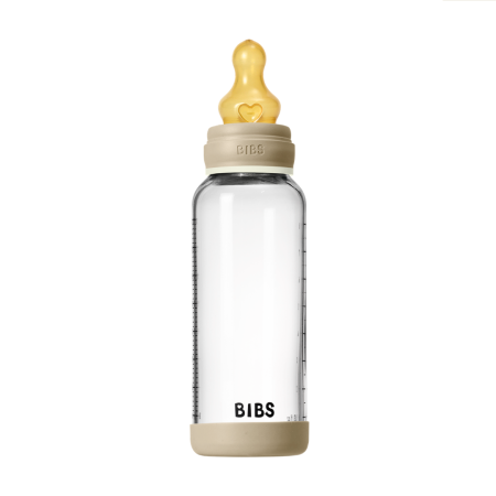 BIBS - Set complet biberon fosforescent din sticla anticolici cu tetina din latex, flux mediu, 240 ml, Vanilla Glow [3]