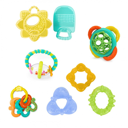 Produse - Bright Starts - Set cadou 8 buc dintitori usor de prins “Teeth Relief”