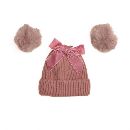 Caciula crosetata, captusita, 2 moate detasabile, funda fixa, Melvelo, Luxury - Peach [1]