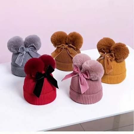 Caciula crosetata, captusita, 2 moate detasabile, funda fixa, Melvelo, Luxury - Ruby [4]