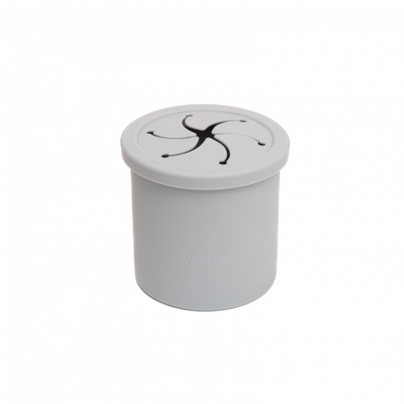 Cana anti-varsare din silicon alimentar cu pai, 2 in 1, pentru gustari sau lichide, 300ml, Melvelo - Gray [1]