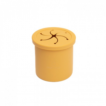 Cana anti-varsare din silicon alimentar cu pai, 2 in 1, pentru gustari sau lichide, 300ml, Melvelo - Mustard [1]