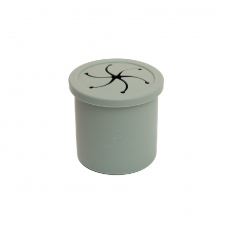 Cana anti-varsare din silicon alimentar cu pai, 2 in 1, pentru gustari sau lichide, 300ml, Melvelo - Sage [1]