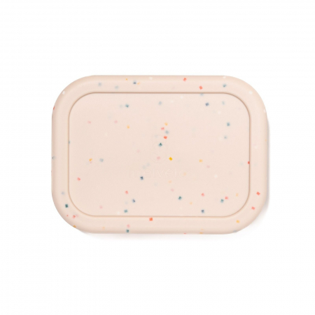 Caserola bento pentru pranz, 19 x 14 x 6.5 cm, din silicon alimentar, cu trei compartimente, pentru copii, Melvelo, Lunchbox - Beige [7]