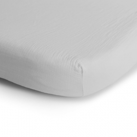 Camera copilului - Cearceaf din bumbac cu elastic, pentru salteluta de patut 10 x 40 x 100, Small, Mushie - White
