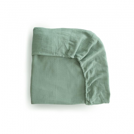 Cearceaf din bumbac cu elastic, pentru salteluta de patut 20 x 60 x 120, Medium, Mushie - Roman Green [1]
