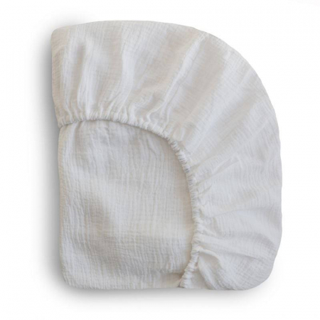Cearceaf din bumbac cu elastic, pentru salteluta de patut 20 x 60 x 120, Medium, Mushie - White [1]