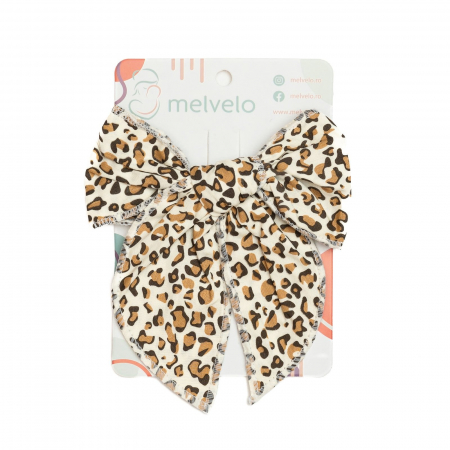 Accesorii par - Clama eleganta de par cu funda, fetite, bumbac, Melvelo - Leopard