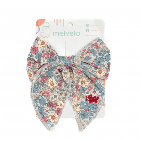 Accesorii par - Clama eleganta de par cu funda, fetite, bumbac, Melvelo - Multicolour