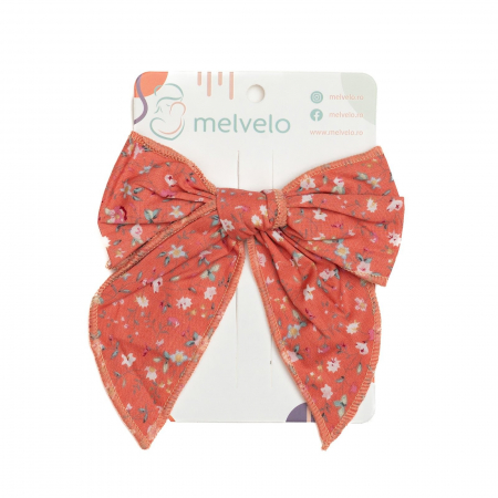Accesorii par - Clama eleganta de par cu funda, fetite, bumbac, Melvelo - Papaya