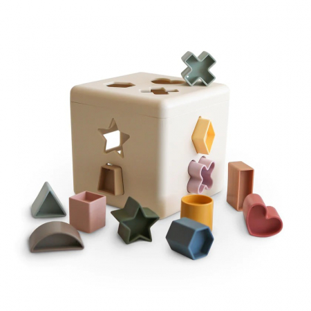 Jucarii educative - Cutie de sortare cu 12 forme geometrice, joc educativ - Mushie