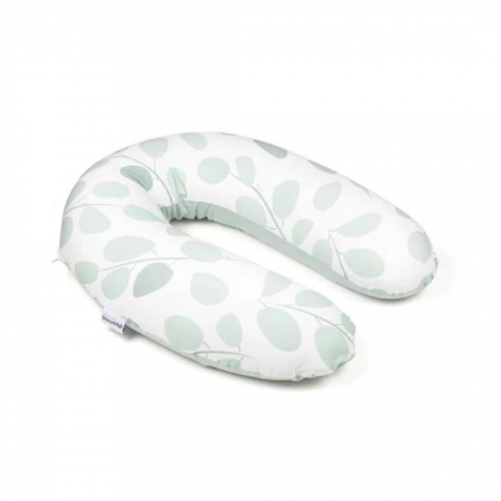 Produse - Doomoo - Perna mare pentru gravide si bebelusi 3 in 1, bumbac organic Buddy Leaves Aqua Green