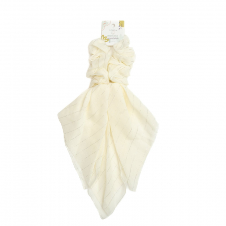 Accesorii par - Elastic de par Scrunchies cu esarfa scurta, matase, Melvelo - Cream