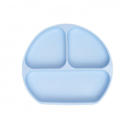 Farfurie diversificare divizata din silicon alimentar cu ventuza, anti-alunecare, Melvelo - Baby Blue [1]