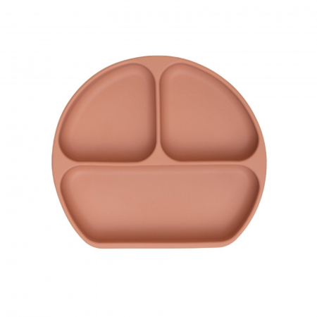 Farfurie diversificare divizata din silicon alimentar cu ventuza, anti-alunecare, Melvelo - Peach [1]