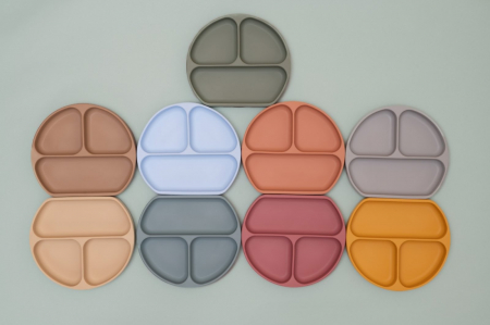Farfurie diversificare divizata din silicon alimentar cu ventuza, anti-alunecare, Melvelo - Sage [3]