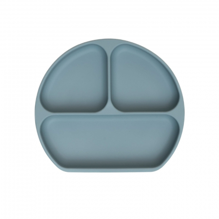 Farfurie diversificare divizata din silicon alimentar cu ventuza, anti-alunecare, Melvelo - Teal Blue [1]