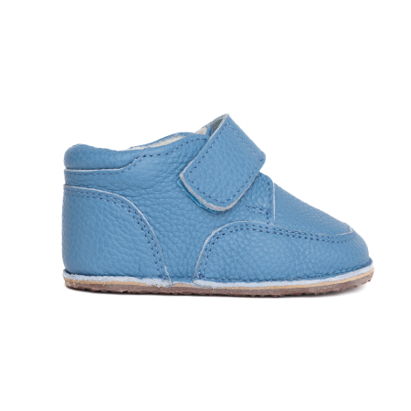 Ghetute Barefoot Copii din Piele Naturala cu Captuseala Textila – Primii Pasi, Talpa Flexibila Cauciuc, Toamna-Primavara | Melvelo - Baby Blue [4]